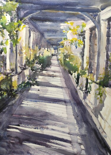 Painting titled "The Hampstead Pergo…" by Ibolya Taligas, Original Artwork, Watercolor