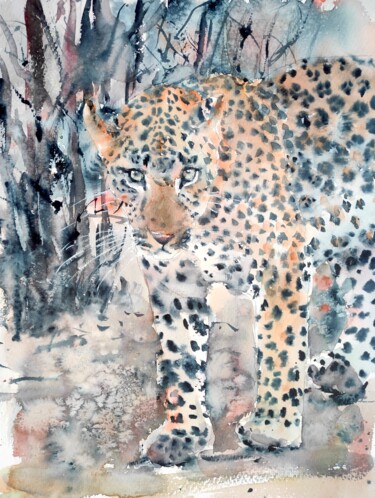 Painting titled "MASTER OF DISGUISE" by Ibolya Taligas, Original Artwork, Watercolor