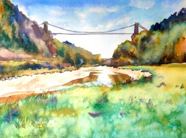 Peinture intitulée "Clifton Bridge and…" par Ibolya Taligas, Œuvre d'art originale, Aquarelle