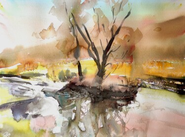 Painting titled "The beginning of wi…" by Ibolya Taligas, Original Artwork, Watercolor