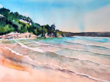 Painting titled "Salcombe North Sand…" by Ibolya Taligas, Original Artwork, Watercolor