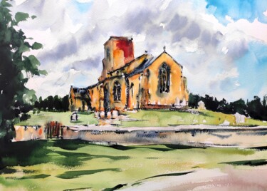 绘画 标题为“Morston Church, Nor…” 由Ibolya Taligas, 原创艺术品, 水彩