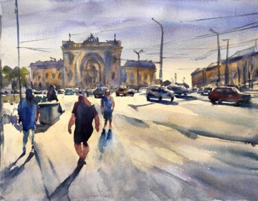 Schilderij getiteld "Keleti Palyaudvar,…" door Ibolya Taligas, Origineel Kunstwerk, Aquarel