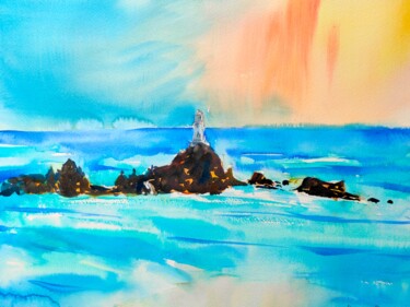 Painting titled "La Corbiere Lightho…" by Ibolya Taligas, Original Artwork, Watercolor