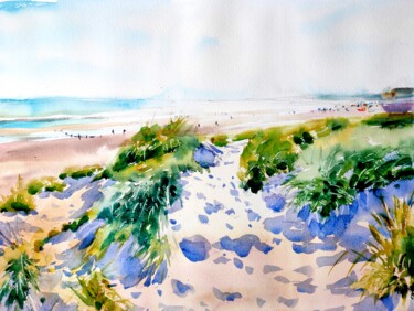 Pintura titulada "Sand dunes at Cambe…" por Ibolya Taligas, Obra de arte original, Acuarela