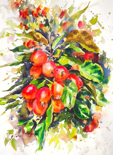 Malerei mit dem Titel "Fruit Harvest" von Ibolya Taligas, Original-Kunstwerk, Aquarell
