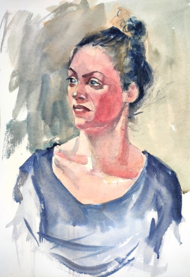 Portrait of a dancer Painting titled "Portrait of a dancer" by Ibolya Taligas, Original Art, Watercolor