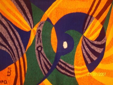Peinture intitulée "les oiseux du bonhe…" par Ibra Ndiaye, Œuvre d'art originale