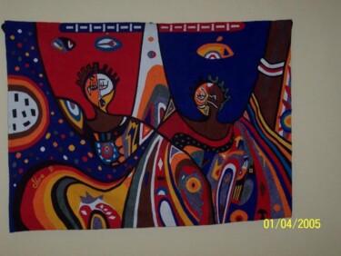Peinture intitulée "les jumeaux" par Ibra Ndiaye, Œuvre d'art originale