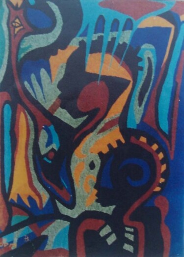 Peinture intitulée "ndjong" par Ibra Ndiaye, Œuvre d'art originale