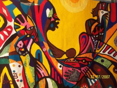 Peinture intitulée "le bapteme" par Ibra Ndiaye, Œuvre d'art originale
