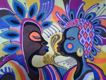 Art textile intitulée "les-jumeaux-de-boub…" par Ibra Ndiaye, Œuvre d'art originale
