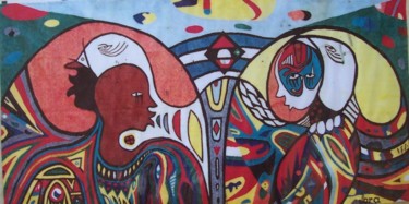 Art textile intitulée "messagers-de-paix.j…" par Ibra Ndiaye, Œuvre d'art originale
