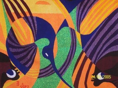 Art textile intitulée "regard-sur-les-oise…" par Ibra Ndiaye, Œuvre d'art originale
