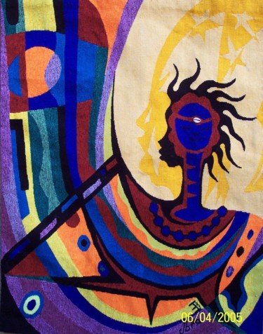 Art textile intitulée "yaye-ndatte-ou-l-ho…" par Ibra Ndiaye, Œuvre d'art originale