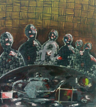 Painting titled "les possédés" by Ibrahim Ballo, Original Artwork, Acrylic