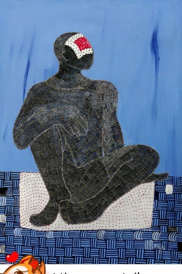Картина под названием "apparence bleu" - Ibrahim Ballo, Подлинное произведение искусства, Акрил