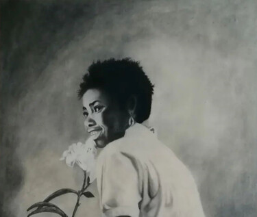 Painting titled "Candor Juvenil" by Ibrahim Marong, Original Artwork, Graphite Mounted on Wood Stretcher frame