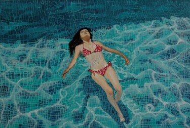 Painting titled "Turquoise dreams" by Ibrahim Unal, Original Artwork, Oil