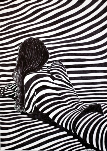 On the beach Drawing titled "On the beach" by Ibrahim Unal, Original Art, Marker