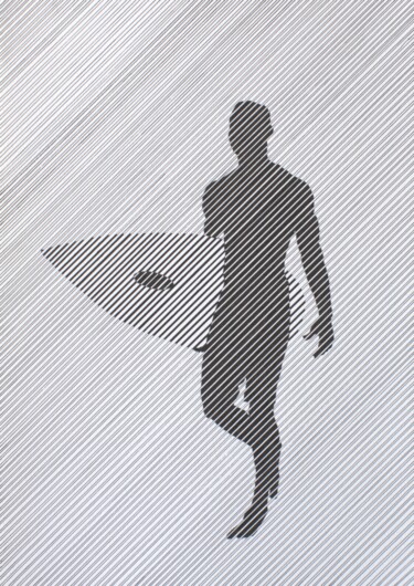 图画 标题为“While going to surf” 由Ibrahim Unal, 原创艺术品, 墨