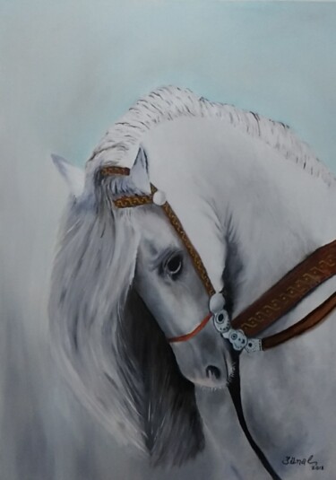 Painting titled "white and gorgeous" by Ibrahim Unal, Original Artwork, Oil