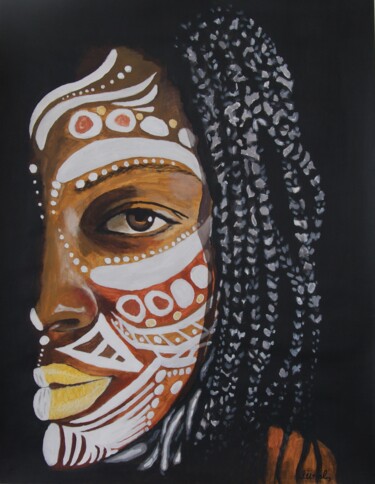 Painting titled "African Girl #2" by Ibrahim Unal, Original Artwork, Acrylic