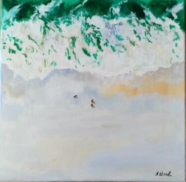 Pittura intitolato "Walking on the beach" da Ibrahim Unal, Opera d'arte originale, Acrilico