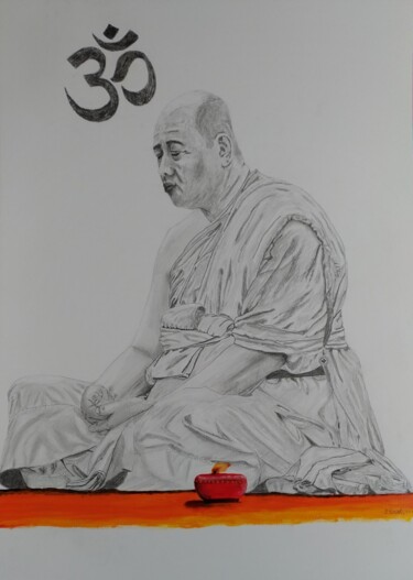 Drawing titled "Meditation #2" by Ibrahim Unal, Original Artwork, Charcoal