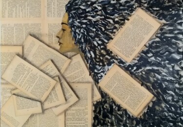 Painting titled "Book Pages #2" by Ibrahim Unal, Original Artwork, Acrylic