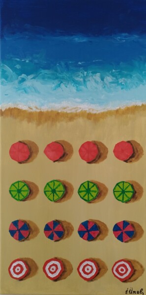 Painting titled "Desolate Beach" by Ibrahim Unal, Original Artwork, Acrylic