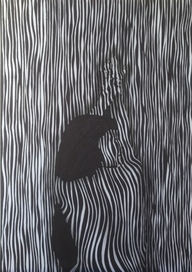 Drawing titled "Lie on the lines 2" by Ibrahim Unal, Original Artwork, Marker