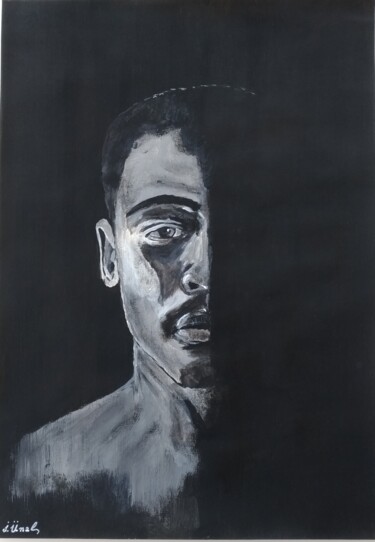 Painting titled "Sadness in the dark" by Ibrahim Unal, Original Artwork, Acrylic