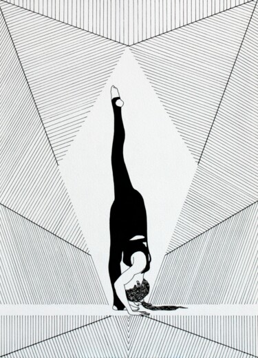 Drawing titled "Yoga 3" by Ibrahim Unal, Original Artwork, Pencil