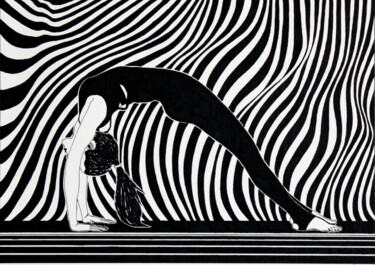 Drawing titled "Yoga 4" by Ibrahim Unal, Original Artwork, Pencil