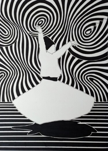 Rysunek zatytułowany „Whirling Dervish 2” autorstwa Ibrahim Unal, Oryginalna praca, Marker