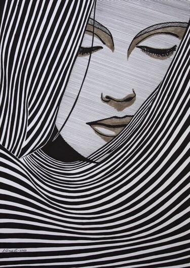 "Portrait with lines…" başlıklı Resim Ibrahim Unal tarafından, Orijinal sanat, Işaretleyici