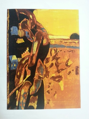 Printmaking titled "Zincir Pas Lekesi /…" by Ibrahim Kaya, Original Artwork, Linocuts