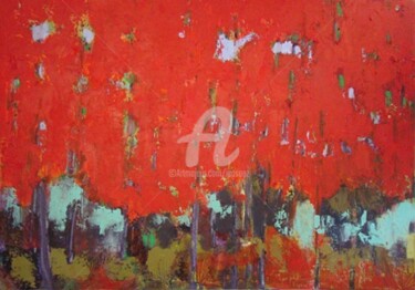 Peinture intitulée "Octobre Rouge" par Ica Saez, Œuvre d'art originale