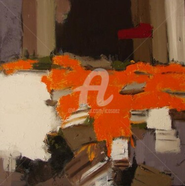 Peinture intitulée "Marché Orange" par Ica Saez, Œuvre d'art originale