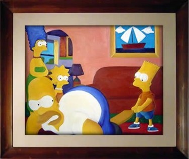 Painting titled "Simpsons" by Icastro, Original Artwork, Oil