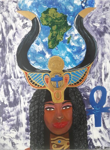 Painting titled "Mère Africa" by Ice.C, Original Artwork, Casting
