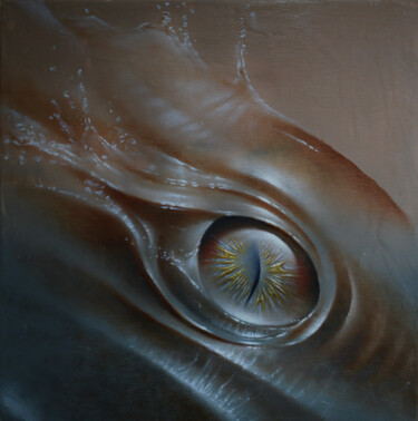 Malarstwo zatytułowany „fluid dragon” autorstwa Iché, Oryginalna praca, Olej Zamontowany na Drewniana rama noszy