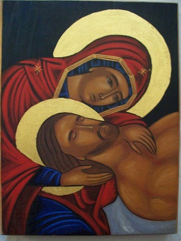 Peinture intitulée "I007 La Pieta" par Katia-Laure Mininno-Lefevre, Œuvre d'art originale