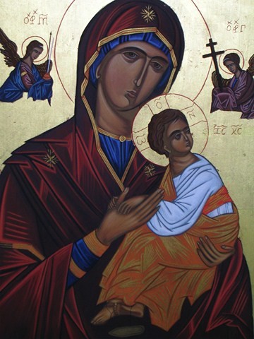 Peinture intitulée "M010 Vierge de Tend…" par Katia-Laure Mininno-Lefevre, Œuvre d'art originale