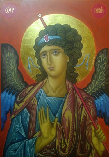 Peinture intitulée "Icône byzantine Arc…" par Atelier Erat Olim, Œuvre d'art originale, Tempera