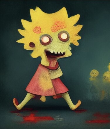 MeZombie Lisa Simpson Arts numériques intitulée "MeZombie Lisa Simps…" par Jo Antho, Œuvre d'art originale, Peinture numérique