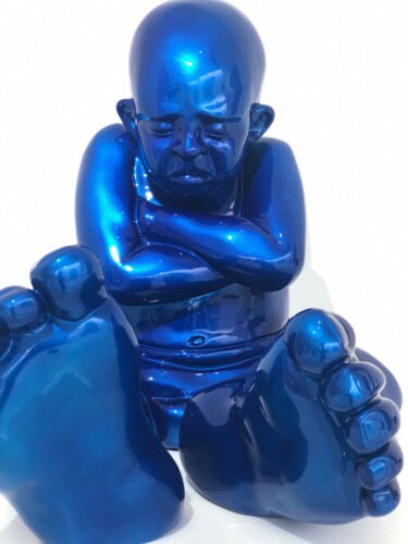 Skulptur mit dem Titel "Babyfoot 85 (Blue C…" von Idan Zareski, Original-Kunstwerk, Harz