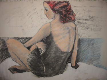 Zeichnungen mit dem Titel "spanish-girl-in-tutu" von Ida-Rally, Original-Kunstwerk, Kohle