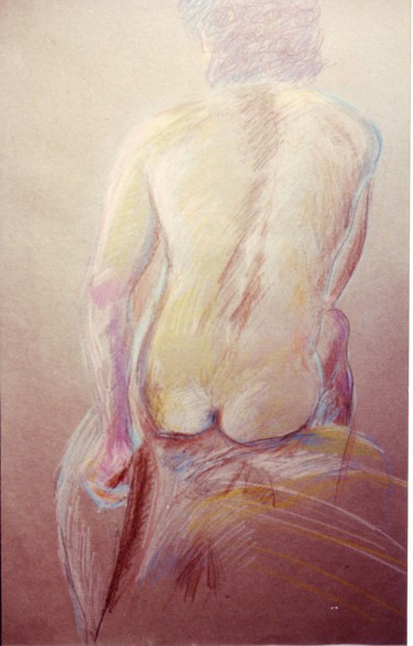 Zeichnungen mit dem Titel "life-drawing-male" von Ida-Rally, Original-Kunstwerk, Conté-Buntstifte